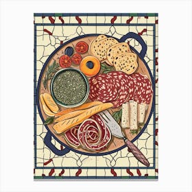 Charcuterie Board On A Tiled Background 4 Canvas Print