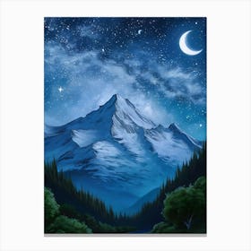 Night Sky With Mountains Canvas Print