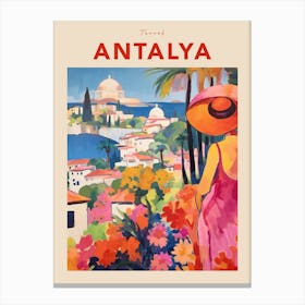 Antalya Turkey 5 Fauvist Travel Poster Canvas Print