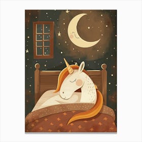 Unicorn Sleeping Under The Duvet At Night Muted Pastels 2 Canvas Print