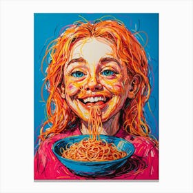 Girl Eating Spaghetti 2 Canvas Print