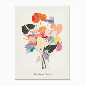 Flamingo Flower 2 Collage Flower Bouquet Poster Canvas Print