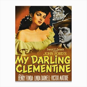 My Darling Clementine, Romance, Western Movie Poster, Canvas Print