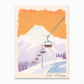 Poster Of Cortina D Ampezzo   Italy, Ski Resort Pastel Colours Illustration 2 Canvas Print