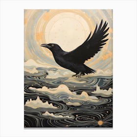 Crow 2 Gold Detail Painting Canvas Print