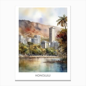 Honolulu Watercolor 3travel Poster Canvas Print