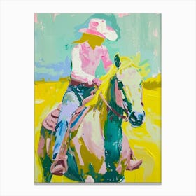 Blue And Yellow Cowboy Painting 4 Canvas Print