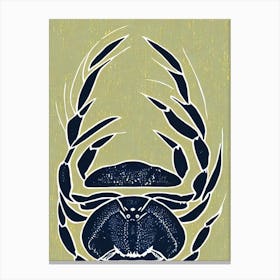Blue Crab II Linocut Canvas Print