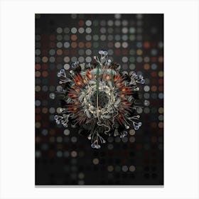 Vintage Date Palm Botanical Wreath on Dot Bokeh Pattern n.0570 Canvas Print