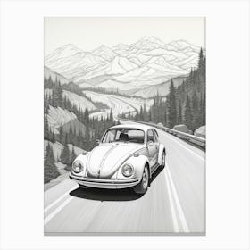 Volkswagen Beetle Desert Drawing 4 Canvas Print