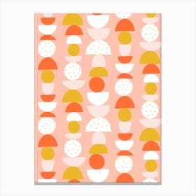 Retro Geometric Stacks of Circles and Semi Circles Warm Tone Canvas Print