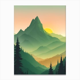 Misty Mountains Vertical Composition In Green Tone 120 Canvas Print