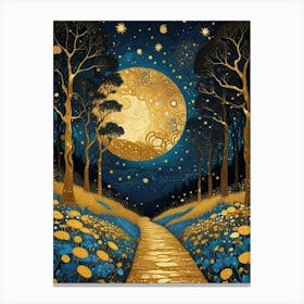 Starry Night Forest By Klimt Style (6) Canvas Print