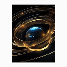 Golden Rings In Space Canvas Print