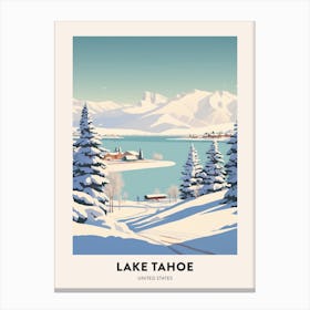 Vintage Winter Travel Poster Lake Tahoe Usa 2 Canvas Print
