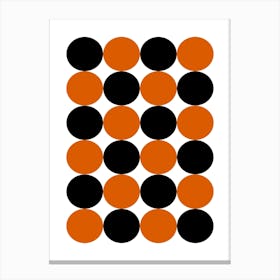 Black And Orange Circles Canvas Print