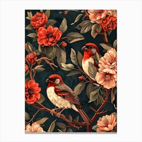 Birds And Flowers Wallpaper Inspired by William Morris Canvas Print