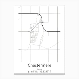 Chestermere,Canada Minimalist Map Canvas Print