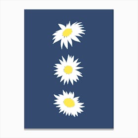 Daisies Pattern on Blue Canvas Print