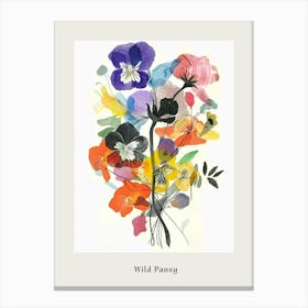 Wild Pansy 4 Collage Flower Bouquet Poster Canvas Print