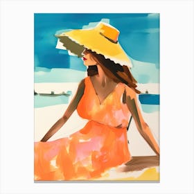 Watercolor Lady Enjoying Summer 2 Canvas Print