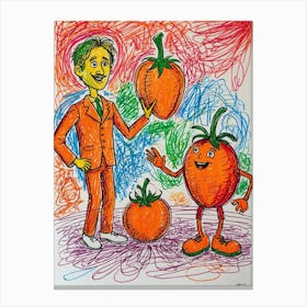 Man And A Tomato Canvas Print