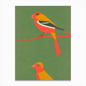 Finch Midcentury Illustration Bird Canvas Print