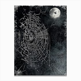 Art Grey Decor Design Halloween Horizontal Grunge Skittish Dark Spiders Web Net Silhouet (16) Canvas Print