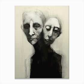 Ink Drawing Portrait Of Two People 6 Canvas Print