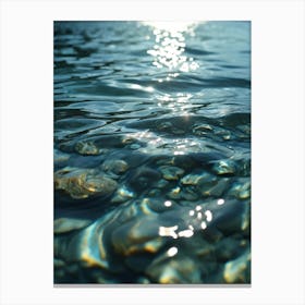 Close Up Of A High Definition Vibranly Clear And Shimmering Lake Surface Revealing A Mesmerizing (3) Canvas Print