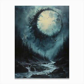 Dark Forest, Bichromatic, Surrealism, Impressionism 1 Canvas Print