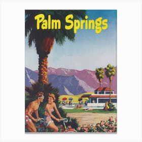 Palm Springs California Retro Vintage Travel Poster Canvas Print