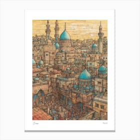 Cairo Egypt Drawing Pencil Style 2 Travel Poster Canvas Print