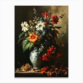 Baroque Floral Still Life Lobelia 4 Canvas Print