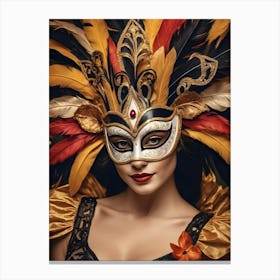 A Woman In A Carnival Mask (22) Canvas Print