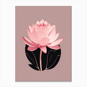 A Pink Lotus In Minimalist Style Vertical Composition 5 Canvas Print