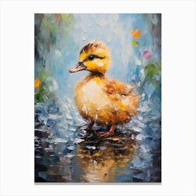 Brushstroke Duckling Impressionism Inspired 1 Canvas Print