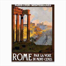 Travel Poster Rome Vintage, Karen Arnold Canvas Print