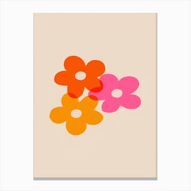 Flowers On A Beige Background Canvas Print