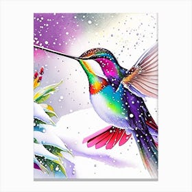 Hummingbird In Snowfall Marker Art 2 Canvas Print