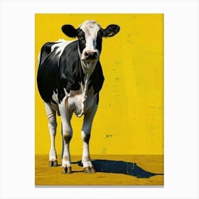 Cow On A Yellow Background Canvas Print