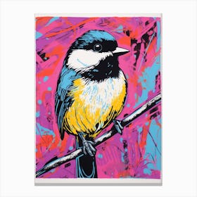Andy Warhol Style Bird Carolina Chickadee 4 Canvas Print