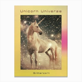 Glitter Unicorn In Space Abstract Collage 1 Poster Canvas Print