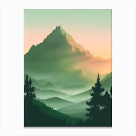 Misty Mountains Vertical Composition In Green Tone 137 Canvas Print