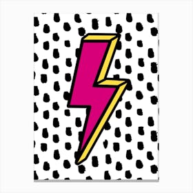 Lightning Bolt Pink & Yellow Canvas Print