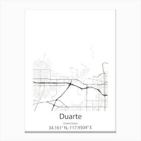 Duarte,United States Minimalist Map Canvas Print