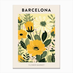 Flower Market Poster Barcelona Spain 2 Canvas Print