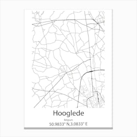 Hooglede,Belgium Minimalist Map Canvas Print