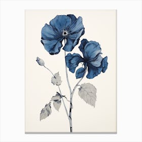 Blue Botanical Poppy 2 Canvas Print