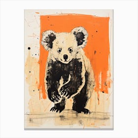 Koala, Woodblock Animal  Drawing 3 Canvas Print